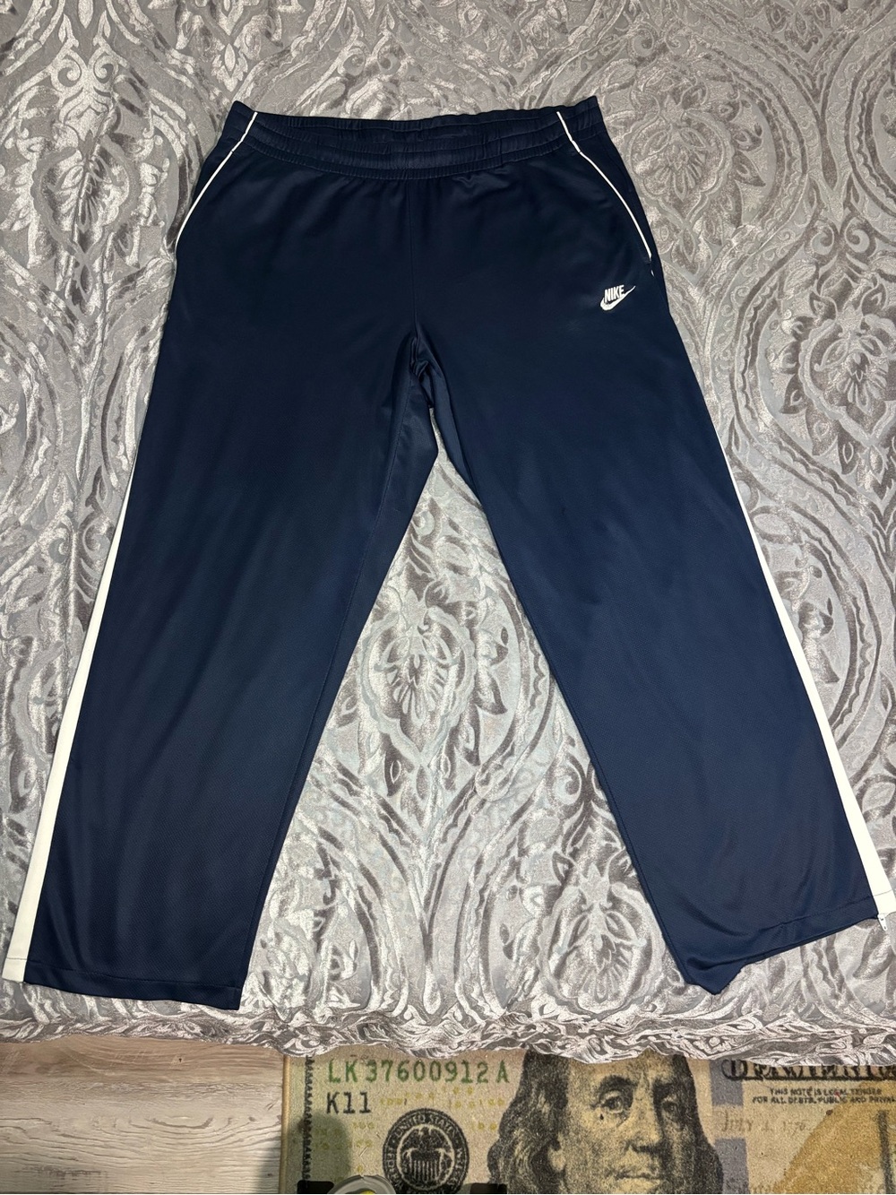 Vintage 2000s Y2K Open Hem baggy basketball Nike Large sweats baggy comfy Navy